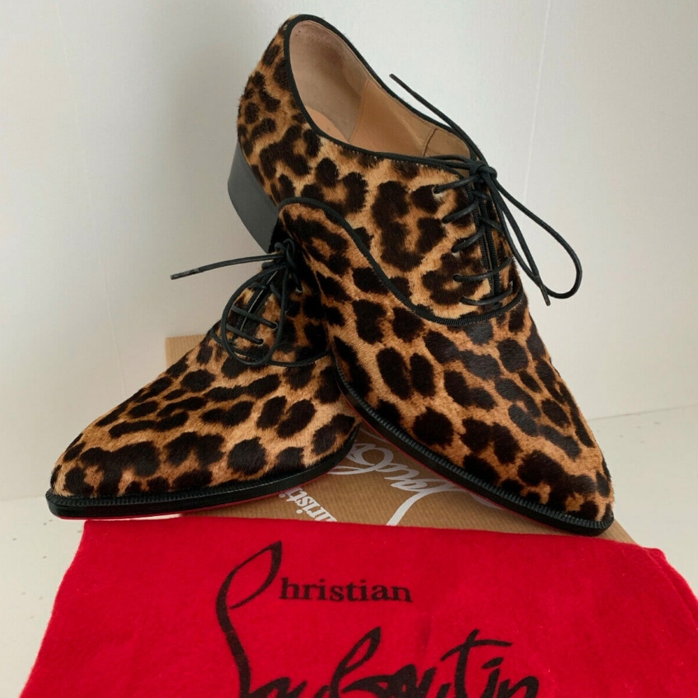 Christian Louboutin Leopard Zazou Pony Loafers 37